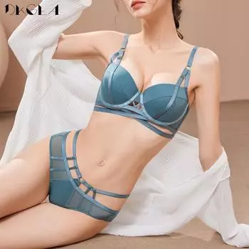 DKGEA женский комплект нижнего белья сексуальный бюстгальтер размера плюс пуш-ап с толстой подкладкой 70B чёрный