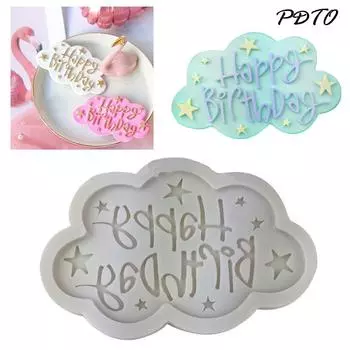 DL New Happy Birthday Silicone Fondant Cake decorating Mold Chocolate Baking Mould