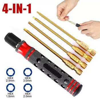 DL новая метрическая шестигранная головка для дрели, радиоуправляемый автомобильный набор инструментов 1,5 мм, 2,0 мм, 2,5 мм, 3,0 мм, комплект