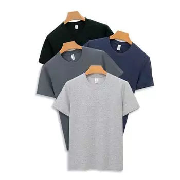 Длинная бархатная хлопковая футболка с короткими рукавами и круглым вырезом, белая футболка с тремя булавками для мужчин S