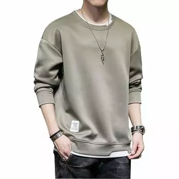 Длинная большая зеленая 2XL [foveitaa] Мужская футболка, парка, рукав, свободный, силуэт, пуловер, толстовка, топ, повседневный, стильный, размер, весна/осень