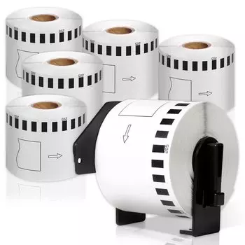 Длинная бумажная лента DK2205 совместима с принтером этикеток Brother Brother Термобумага для наклеек Без предварительной нарезки Всего 6 штук DK-2205 (большой) QL-700 / QL-800 /