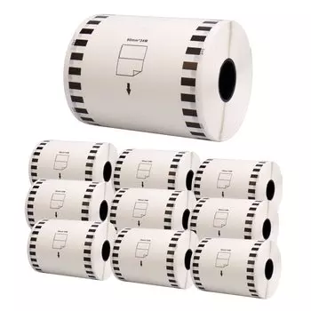 Длинная бумажная лента для Brother DT Ширина ленты 90 мм x Общая длина 34 м Набор из 10 совместимых лент То же качество печати, что и у оригинального продукта Без флуоресценции