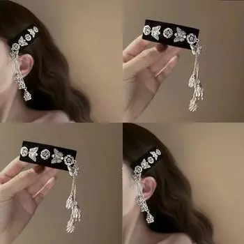 Длинная цепочка с кисточками для женщин, заколки для волос в форме цветка, этнические свадебные украшения для волос