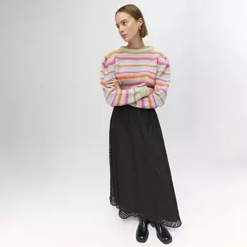 Длинная черная эластичная юбка с вышивкой Женщина OBJECT 34 чёрный