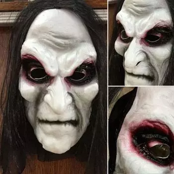 Длинная черная маска для волос на Хэллоуин на всю голову, маска ужаса для вечеринки, косплея, маска призрака #1