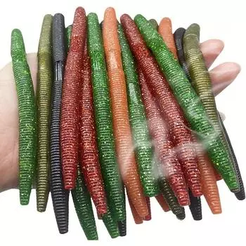 Длинная червячная наживка Большая ложная червячная наживка Мягкая пластиковая наживка для сумасшедших оснасток Пресноводная рыбалка 5pcs10cm