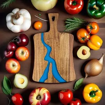 Длинная доска из акаций с волнами, легкая деревянная сервировочная доска для овощей и фруктов