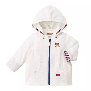 Длинная двойная ткань Made in Going to White [MIKI HOUSE] Парка, Рукава, Газа, Однотонная, Тонкая, Япония, Мальчики, Девочки, Младенцы, Дети, Детская одежда, белый