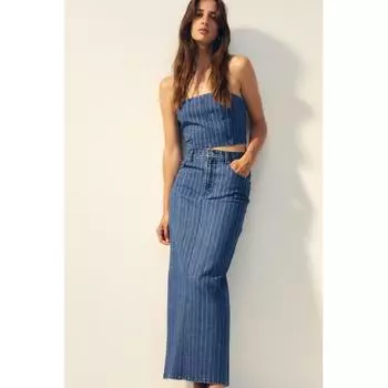 Длинная джинсовая юбка HM Джинсовая синяя полоска