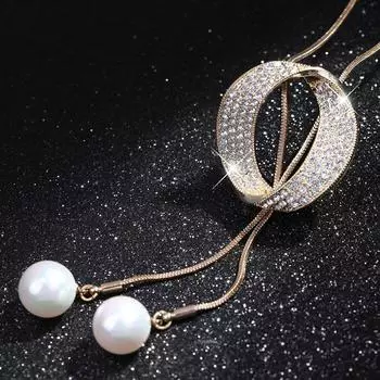 Длинная геометрическая цепочка-ожерелье для женщин в элегантных золотом и серебряном цветах New Gold