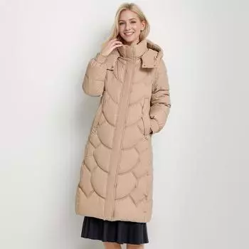 Длинная хлопчатобумажная одежда, европейская и американская волнистая сшитая хлопчатобумажная одежда с капюшоном, женская зимняя утепленная куртка выше колена L чёрный