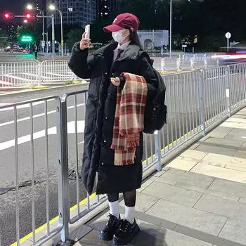 Длинная хлопковая куртка в гонконгском стиле, женская свободная посадка, пальто большого размера, верхняя одежда больших размеров S белый