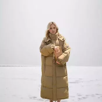 Длинная хлопковая куртка выше колена 2024 года, зимняя новая женская повседневная однотонная парка с капюшоном, пальто для женщин, демисезонная куртка для женщин S хаки
