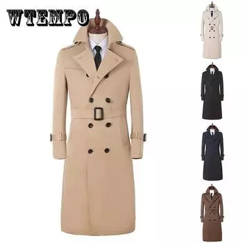 Длинная кашемировая ветровка выше колена с V-образным вырезом, однотонный халат, повседневное тонкое пальто, куртка на пуговицах для джентльмена, весна XXXXXL бежевый