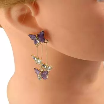 Длинная кисточка бабочка серьги кулон ювелирные изделия аксессуары бабочка висячие серьги леди фиолетовый