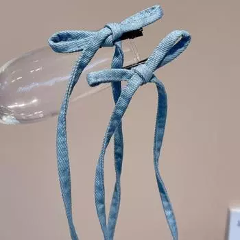 Длинная кисточка бант утиный клюв заколка заколки бант лента заколка для волос джинсовый бант заколка для волос для девочек синий