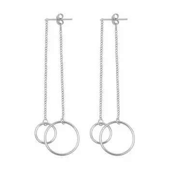 Длинная кисточка показывает лицо, тонкие наушники, женский темперамент крутой и красивый, серьги с геометрическим кругом «Холодный ветер»