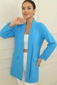 Длинная куртка из лайкры с шалевым воротником и карманами