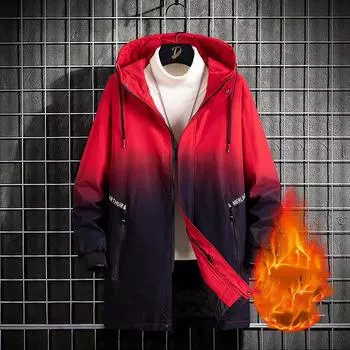 Длинная куртка-карго для мужчин больших размеров, ветровка с градиентом, весна-осень, пальто с капюшоном, мужская черная ветровка, длинный стиль XXXXL