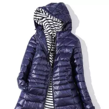 Длинная куртка с капюшоном и подкладкой, женская ультралегкая тонкая однотонная куртка на утином пуху, портативная парка M шампанского