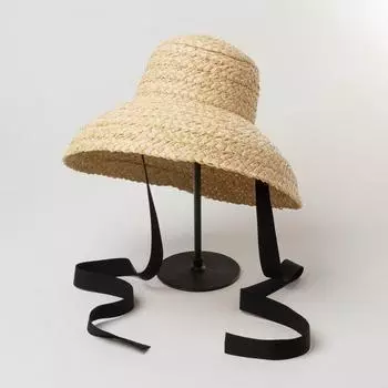 Длинная лента ручной работы Раффиграсс Хепберн Стиль абажур Форма женская шляпа-ведро Открытый женский праздник пляжная кепка head size 57cm