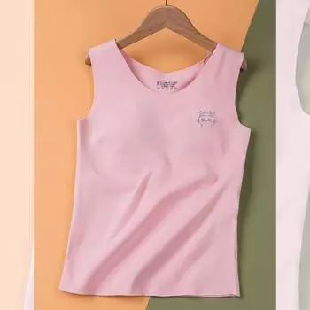 Длинная майка для девочек. Теплое нижнее белье для девочек. Бесследное нижнее белье периода развития. Бюстгальтер. M розовый