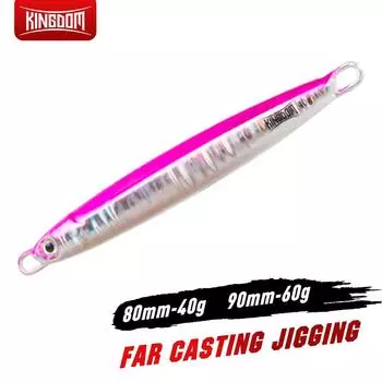 Длинная металлическая приманка для рыбалки Kingdom, медленная ложка для отсадки, 40 г, 80 мм, 60 г, 90 мм, УФ-покрытие, искусственная береговая металлическая приманка, морские снасти 40g