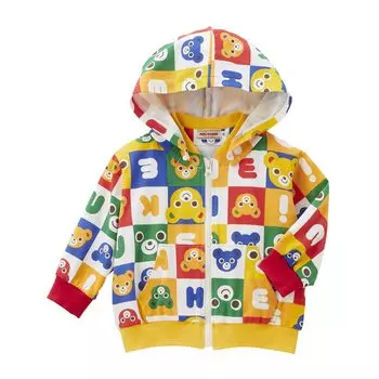 Длинная молния, УФ-защита, многоцветная [MIKI HOUSE] Парка, рукав, логотип, медведь, вверх, вверх, защита, Япония, мальчики, девочки, младенцы, дети, детская одежда,
