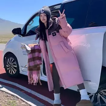 Длинная нарукавная повязка 2024 года, новая зимняя белая утиная пуховая куртка средней и длинной длины для женщин, свободная модная универсальная повседневная куртка average size 90-70 kg чёрный