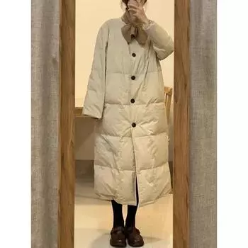 Длинная одежда из высококачественного хлопка для женщин зимой 2024 года, новая модная теплая длинная одежда из хлопка в зарубежном стиле для женщин L чёрный