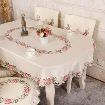 Длинная овальная скатерть, складной круглый стол, чехол на стул, набор подушек для стула, домашний комплект oval 130X175cm
