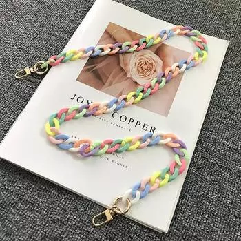 Длинная панель, широкая цепочка для сумок, усовершенствованная универсальная сменная цепочка, аксессуары, модные зарубежные аксессуары 30cm разноцветный