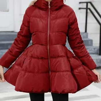 Длинная парка с хлопковой подкладкой, платье-пуховик, женская зимняя куртка S красный