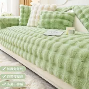 Длинная плюшевая диванная подушка для зимнего тепла, утолщенные нескользящие кожаные диваны, полотенце, наволочка для дивана с трехмерными полосками 70x70cm 1pcs