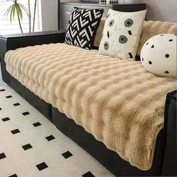 Длинная плюшевая подушка для дивана, зимнее тепло, утолщенные нескользящие кожаные диваны, наволочки для полотенец, трехмерные полосатые чехлы для диванов 70x70cm 1pcs