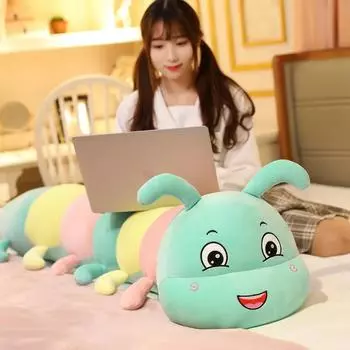 Длинная подушка-подушка Caterpillar, плюшевая игрушка, спящая в кровати с ножками, кукла-девочка, кукла в подарок 80cm