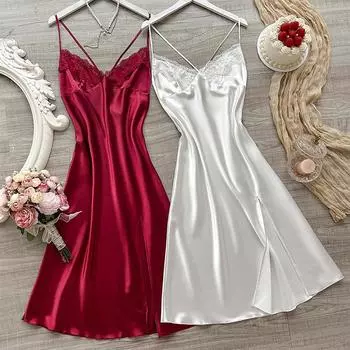 Длинная простая имитация шелковой пижамы с перевязью для женщин, сексуальная модная пижама для ванной S чёрный/белый