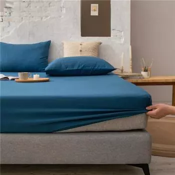 Длинная простыня из штапельного хлопка, сплошной цвет, полностью хлопковая односпальная простыня, грязеотталкивающий защитный чехол для кровати 120x200+25cm