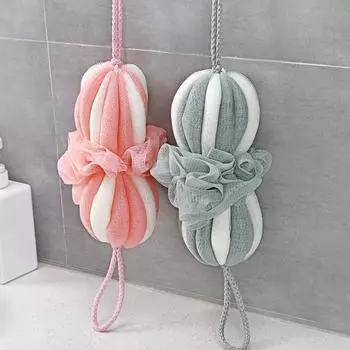 Длинная пузырчатая сетка-люфа, модная длинная пена для душа, шарик для ванны, губка, скраб, цветок, ремешок, мочалка, шарик для ванны, искусственные украшения для девочек и женщин серый