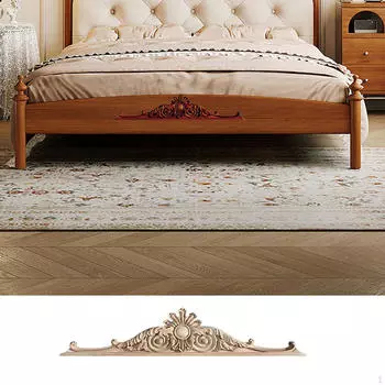 Длинная резная деревянная аппликация, наклейка, декоративный элемент, деревянная неокрашенная накладка для стены, шкафа