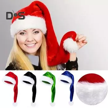 Длинная рождественская бархатная шапка Санты, зимний теплый костюм, принадлежности для рождественской вечеринки для косплей-вечеринок, сценических представлений S зелёный