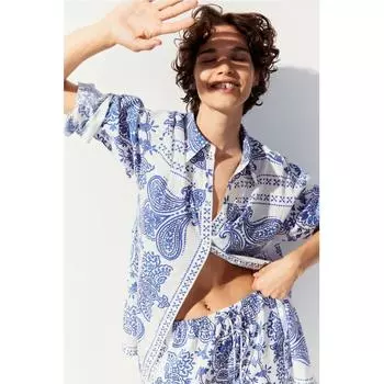 Длинная рубашка HM белая с рисунком пейсли