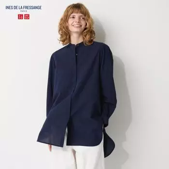 Длинная рубашка из хлопчатобумажного хлопка UNIQLO JAPAN с длинными рукавами