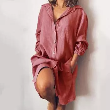 Длинная рубашка, модная однотонная дышащая повседневная блузка, свободная посадка, женская повседневная рубашка, повседневная блузка для путешествий XXXL серый