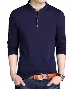 Длинная рубашка с длинным рукавом, повседневная, однотонная, стильная, топы, простые, большого размера, XL, темно-синяя [amatsu] футболка, мужская футболка