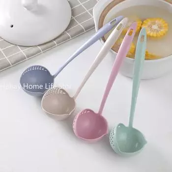 Длинная ручка 2 в 1 ложка для супа шумовка домашнее сито дуршлаг для готовки кухонный совок пластиковые кухонные принадлежности