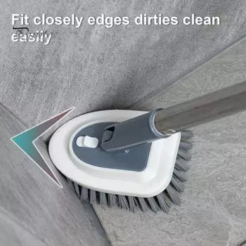 Длинная ручка для чистки ванны, U-образная насадка, щетка для чистки с регулируемой штангой, легкое средство для уборки углов в ванной комнате серый