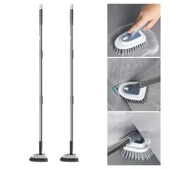 Длинная ручка для мытья ванны, U-образная насадка, щетка для чистки с регулируемой штангой, удобная для уборки углов ванной комнаты