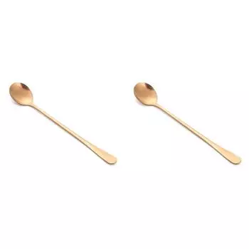 Длинная ручка из нержавеющей стали Ложка для льда Кофейные ложки Столовые приборы (Розовое золото)